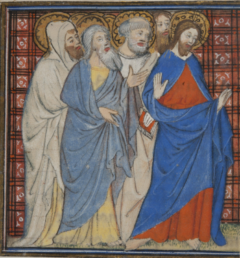 Miniature on a Cutting from Jean de Vignay’s Épîtres et Évangiles
Anonymous
Possibly Paris, France, ca. 1410–1420
Tempera and gold on vellum
H: 7.0 cm; W: 6.5 cm
The McCarthy Collection
Image Courtesy of the University Museum and Art Gallery, HKU